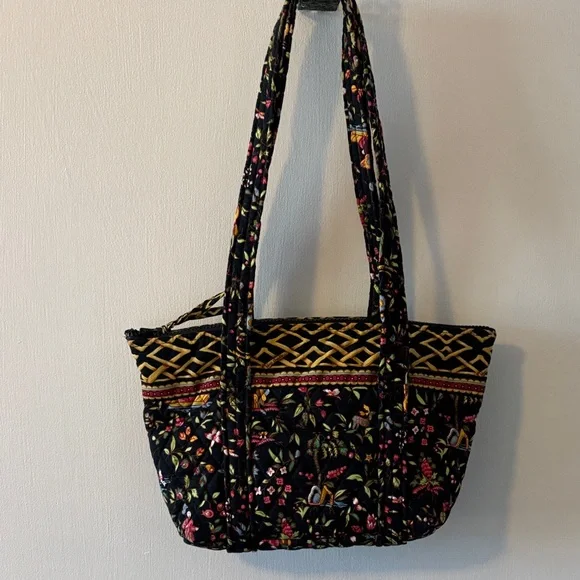 Vera Bradley Floral Ming Oriental Black Tote Bag- Medium - Picture 1 of 10
